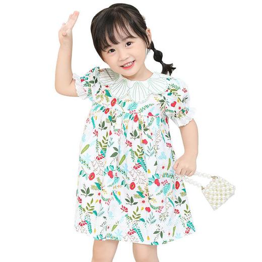【PF】夏季新款贝壳花边领儿童公主裙女宝宝夏季碎花女童连衣裙外出裙子 商品图4