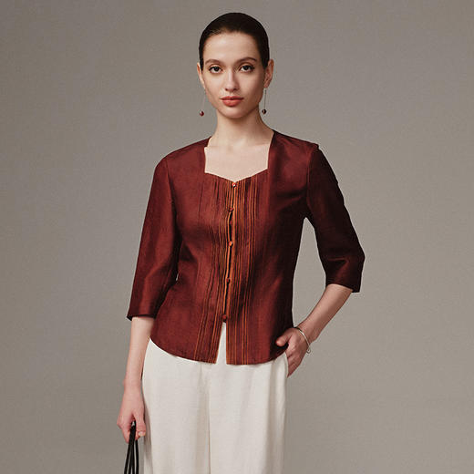 TANGY Collection天意高端2023秋季新品商场同款染秋系列植物染上衣 商品图1