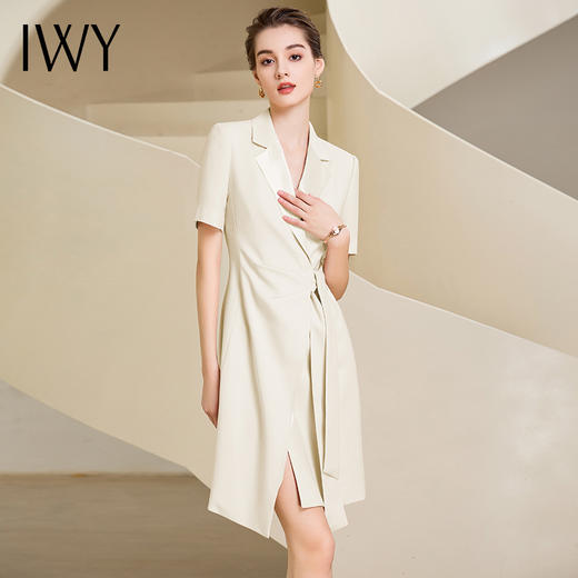 IWY/杏色西装连衣裙女名媛气质绑带显瘦职业裙232041Q1 商品图4