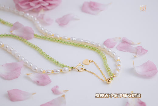 八月特别款----天然橄榄石小米珍珠设计项链 商品图4