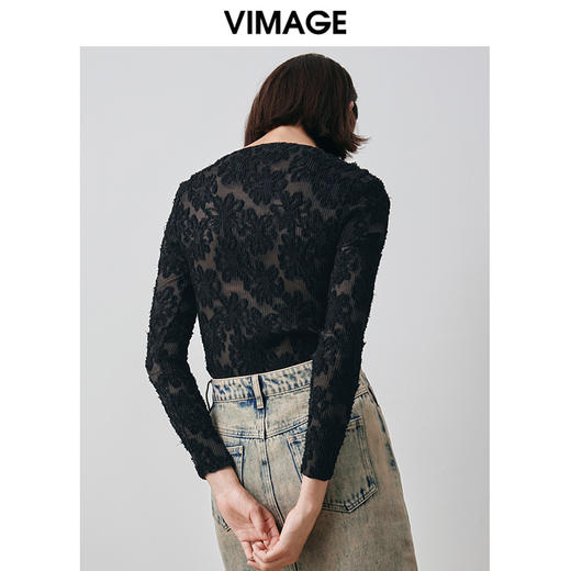 VIMAGE纬漫纪秋季新款修身百搭通勤上衣女V2013611 商品图4