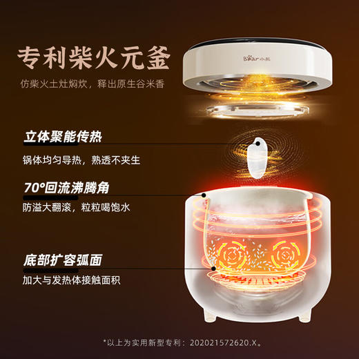 积分免费兑：小熊（Bear）电饭煲 电饭锅迷你家用小容量一键快煮饭多功能预约定时配蒸笼1.6L蒸饭器小型小2人 DFB-C16K1 商品图4