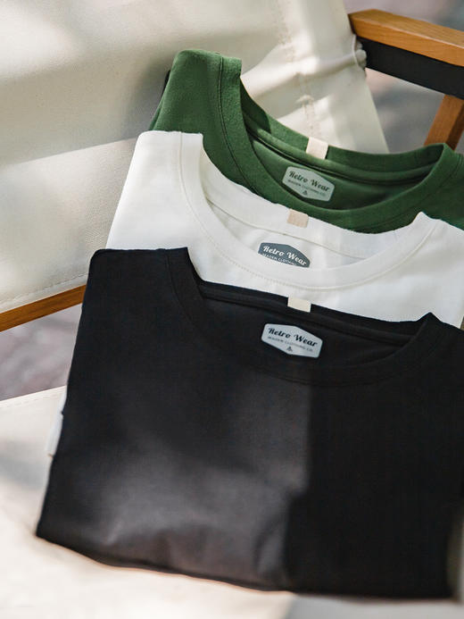 马登女装 美式复古32支纯棉重磅长袖t恤圆弧下摆纯色基础款打底衫 商品图4