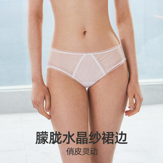 HSIA遐中腰平角裤女2023新款浪漫星点裙边夏季性感薄款网纱内裤女 商品图2