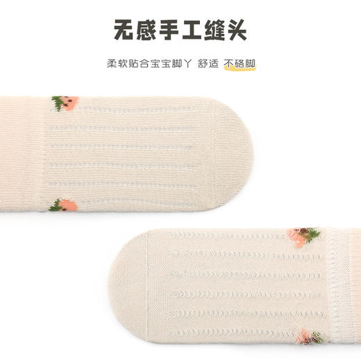 【3双装 一袜两穿 元气满满】23新款卡通宝宝两穿反折袜新生婴幼儿童无骨袜子水果翻边松口短袜 商品图3