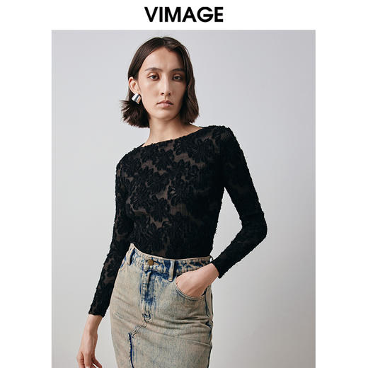 VIMAGE纬漫纪秋季新款修身百搭通勤上衣女V2013611 商品图0