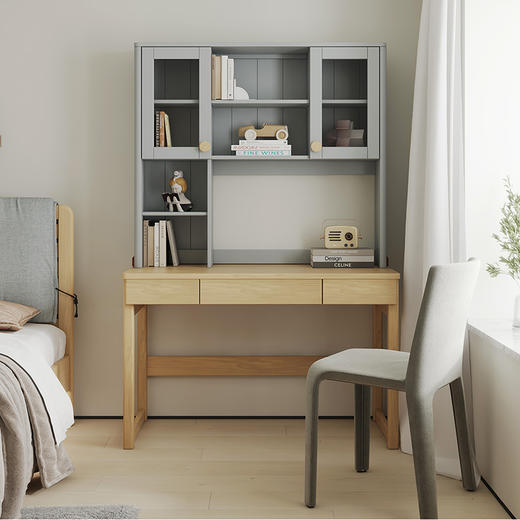 喜梦宝儿童学习桌实木书房电脑桌带书架直角书桌写字台线下同款 商品图0