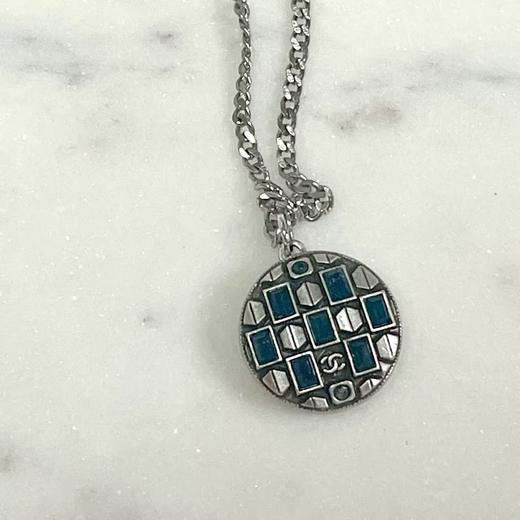 北京仓｜Gigi Paris-绿色格纹 双C logo-Vintage纽扣 项链［法国设计师］ 商品图0