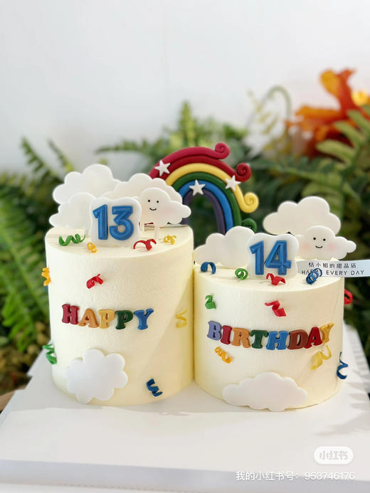 双拼INS小彩虹，奶油配翻糖蛋糕，提前48小时以上预定 商品图2