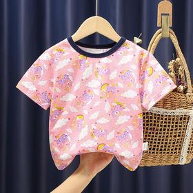 女童短袖t恤纯棉新款夏季宝宝上衣儿童洋气夏卡通中小童一件代发