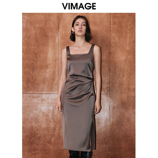 VIMAGE纬漫纪秋季新品高腰修身优雅连衣裙V2007614 商品图3