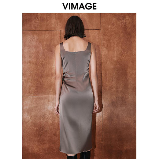 VIMAGE纬漫纪秋季新品高腰修身优雅连衣裙V2007614 商品图4