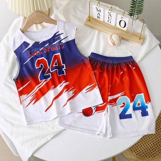 2023儿童渐变色篮球服套装中大童男女夏季背心运动宽松夏装球衣潮 商品图3