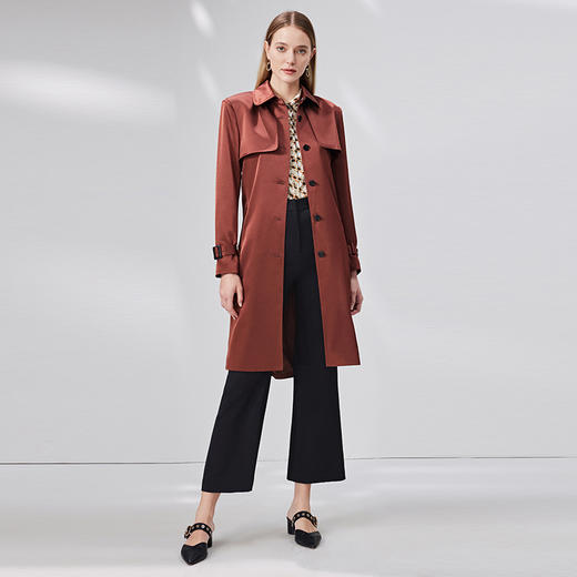 EITIE爱特爱秋季新款大气通勤百搭束腰显瘦长款风衣外套女7104810 商品图1