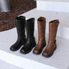 西遇长筒骑士靴女新款秋季马丁靴美式甜酷风棕色厚底机车靴子V0033838 商品缩略图4