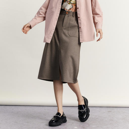 谜底半身裙2023秋季新款通勤百搭修身前开叉中长裙半裙233MB0957 商品图1