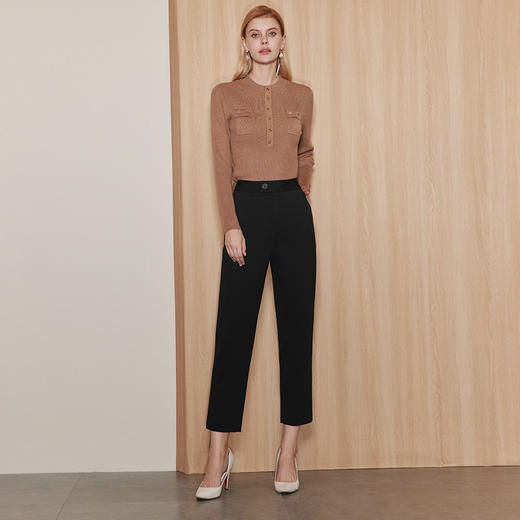 EITIE爱特爱秋季新款通勤显瘦显高百搭高腰裤子7105811 商品图1