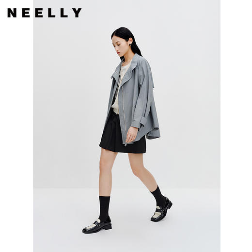 NEELLY纳俪商场同款风衣外套女中长款秋季新款设计感插肩袖上衣女N23081F01087 商品图1