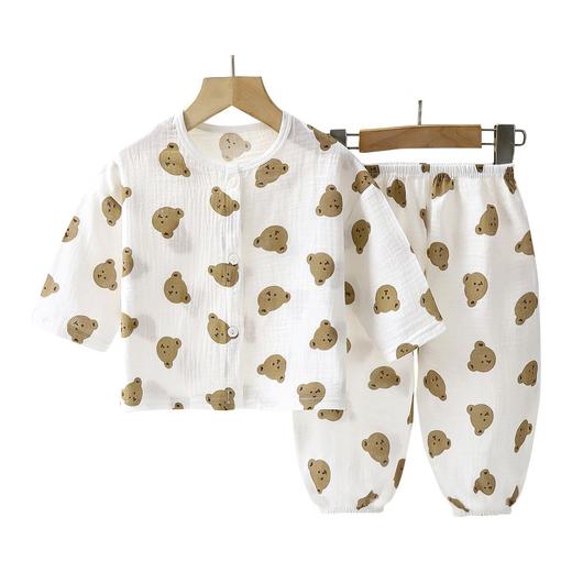 儿童薄款双层棉纱布睡衣夏季女童家居服男宝宝长袖灯笼裤套装春秋 商品图4