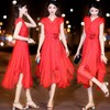 雪纺连衣裙女夏2023流行V领蕾丝显瘦ins超仙长裙收腰轻熟气质长裙DD 商品缩略图2