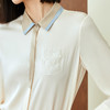 玳莎七分袖拼色领真丝衬衫女设计感2023秋季新款绣花通勤气质衬衣  DC31202 商品缩略图2