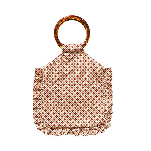 HUJI祤集荷叶边圆环柄手提包插画中式纹样 商品图9