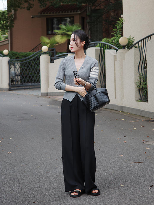 "翩若轻云" 松紧腰 高腰 阔腿西装裤 商品图2