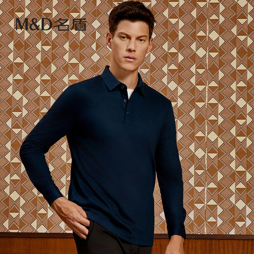 【羊毛混纺】MD名盾男士Polo衫秋季新品商务休闲保暖长袖t恤11599 商品图3