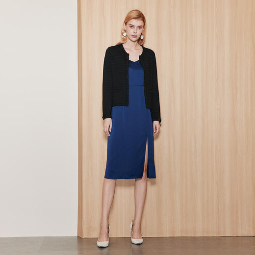 EITIE爱特爱秋季新款时尚通勤气质百搭短款针织开衫7101805 商品图1