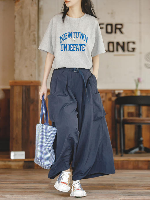 马登日系休闲高腰工装裤口袋宽松显瘦遮胯百搭阔腿A字裙裤秋女 商品图1