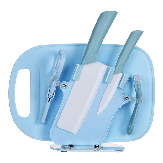 「六件套！蓝粉两色」陶瓷水果刀套装 家用厨房用品刀具切片刀婴儿辅食刀瓜果菜刀 商品图4