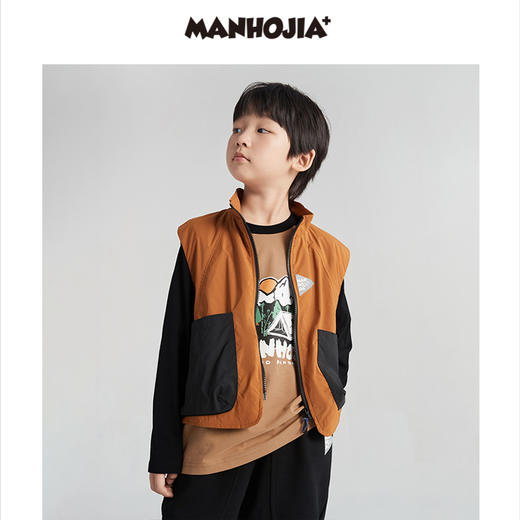 漫画家潮童装男童新户外拼色防风薄绒摇粒绒保暖马甲儿童秋装 商品图2