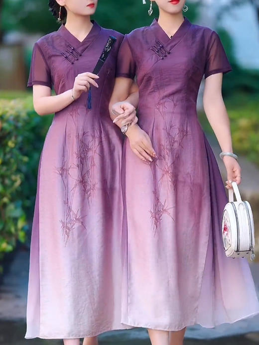 MYF 渐变紫改良新款新中式妈妈装素雅显瘦日常可穿 商品图3