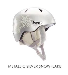 23/24BERN头盔Weston Lite Jr. Metalic Silver Snowflake w/ Gray Liner