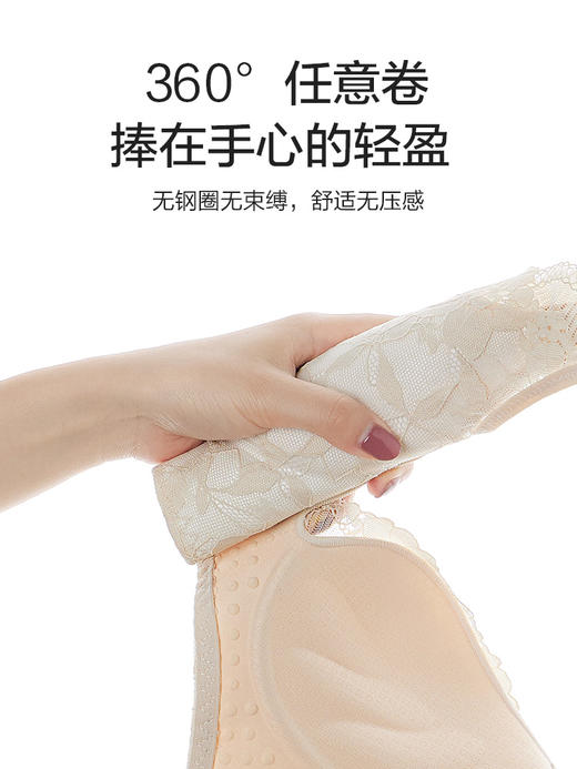 无钢托，防下垂，深V聚拢，花卉蕾丝美背文胸 商品图3