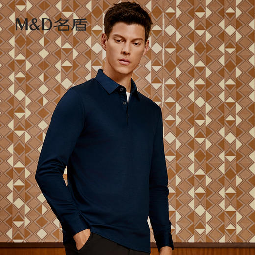 【羊毛混纺】MD名盾男士Polo衫秋季新品商务休闲保暖长袖t恤11599 商品图1
