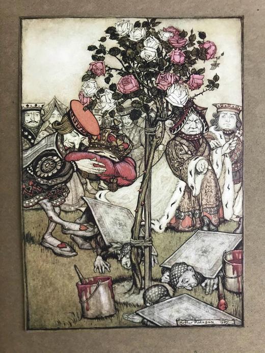 限量版！含藏书票！约20世纪早期 爱丽丝梦游仙境  鬼才拉克姆13幅彩色手工贴图与大量黑白文间插图 漆布精装大16开 商品图9