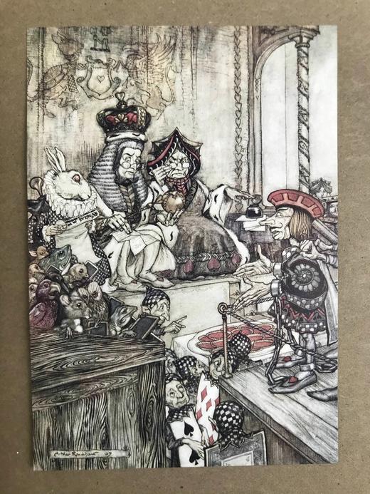 限量版！含藏书票！约20世纪早期 爱丽丝梦游仙境  鬼才拉克姆13幅彩色手工贴图与大量黑白文间插图 漆布精装大16开 商品图6