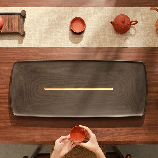 方舟/电木+黄铜 高端电木茶盘 轻奢现代整块家用简约排水泡茶茶海新中式茶具 商品图2
