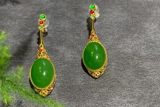 【御珠宫坊】金镶碧玉耳坠 商品图2