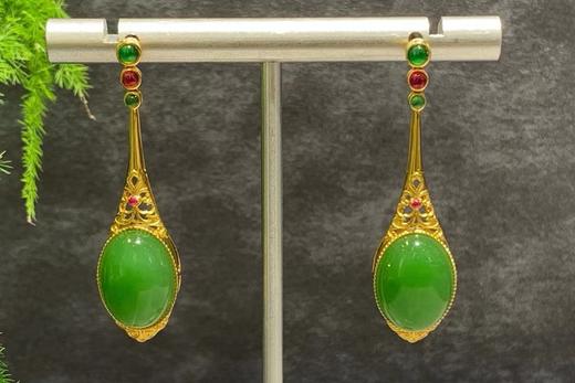 【御珠宫坊】金镶碧玉耳坠 商品图0