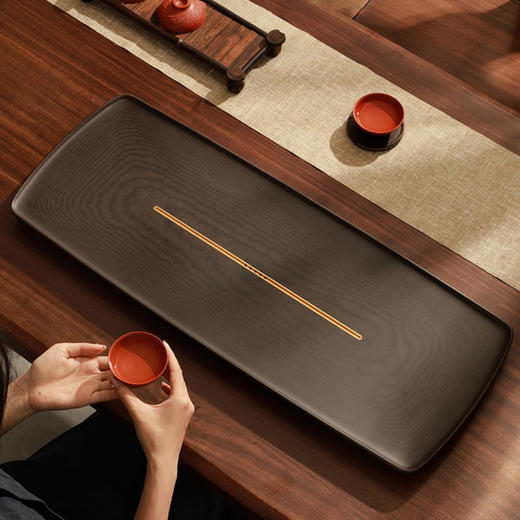 方舟/电木+黄铜 高端电木茶盘 轻奢现代整块家用简约排水泡茶茶海新中式茶具 商品图0