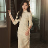 2023秋冬新款 蕾丝长款侧八扣旗袍 清新文艺日常改良旗袍连衣裙 商品缩略图1