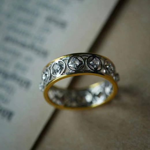 龢盒原创 财源滚滚白蓝宝铜钱戒指 商品图2