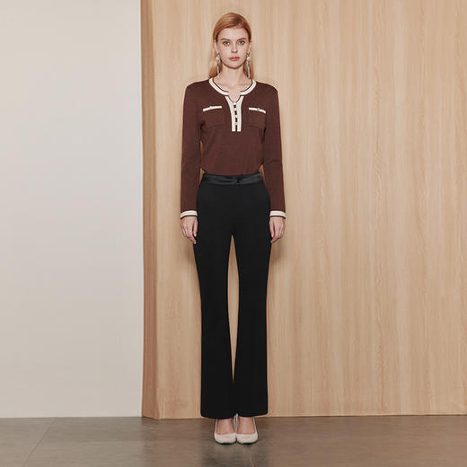 EITIE爱特爱秋季新款女裤时尚休闲修身显瘦高腰裤子7105812 商品图1