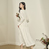 小众设计V领长袖连衣裙新款立体感薄款小白裙长款V1738198 商品缩略图3