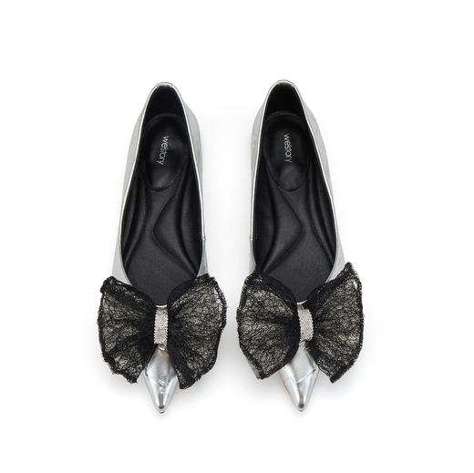 westory春秋一脚蹬豆豆鞋复古平底方头皮女鞋W23CE73181 商品图3