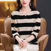 条纹针织衫女七分袖中袖上衣，早秋新款毛衣春秋薄款妈妈打底衫CC-10-2976 商品缩略图3