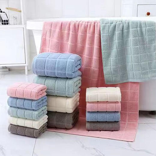 【19.9元/条】燕之家纯棉方格浴巾（1225432） 商品图0