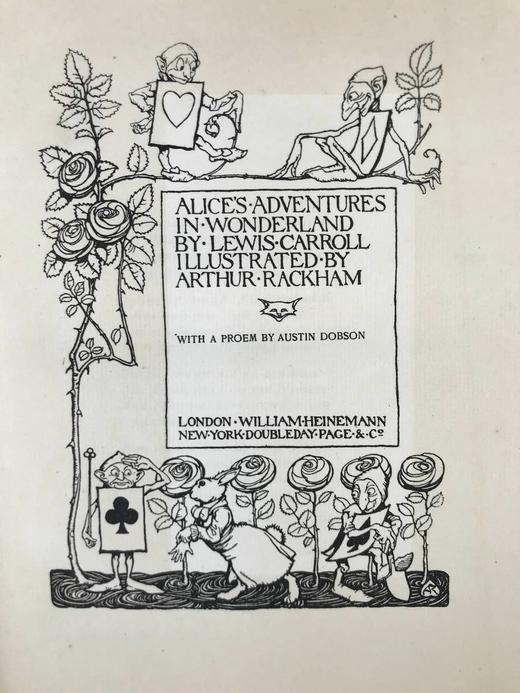 限量版！含藏书票！约20世纪早期 爱丽丝梦游仙境  鬼才拉克姆13幅彩色手工贴图与大量黑白文间插图 漆布精装大16开 商品图4